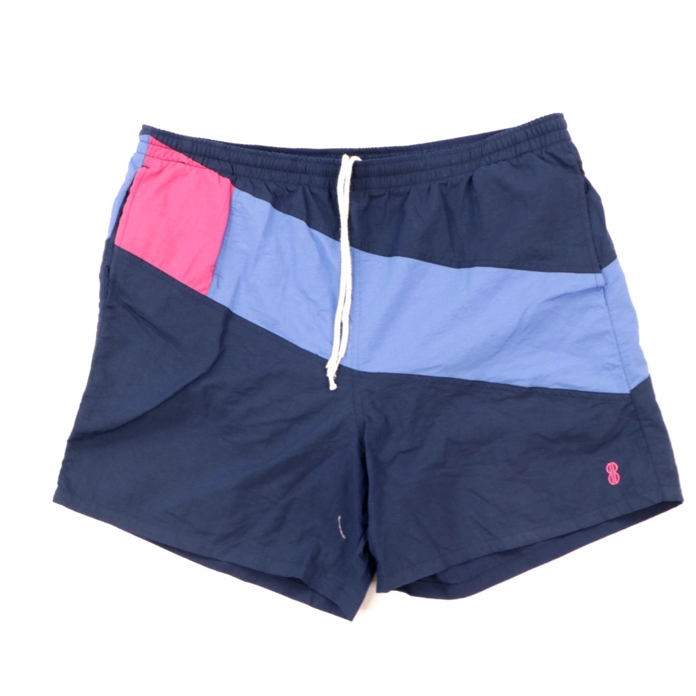 90s Streetwear Mens XL Color Block Swim Trunks